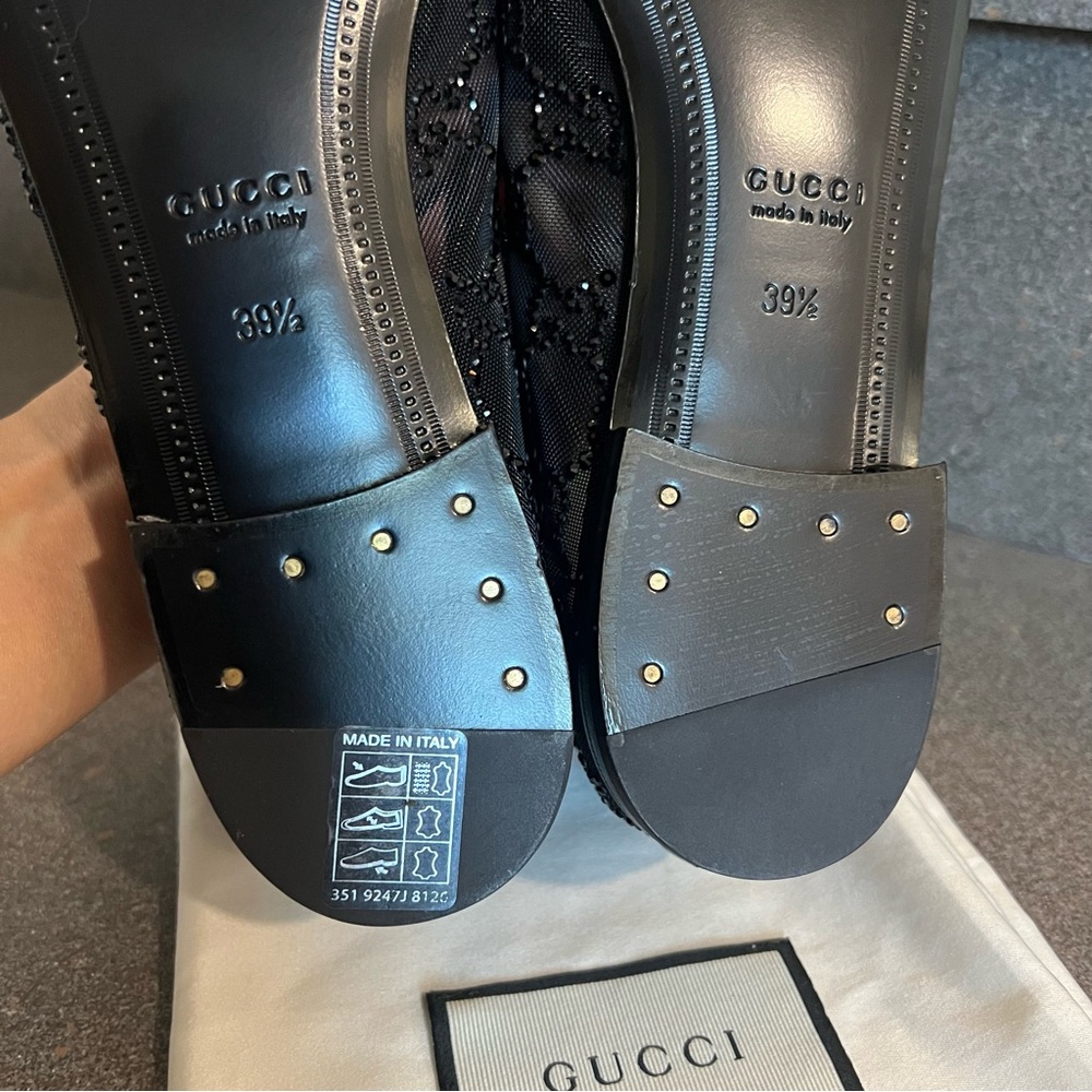 GUCCI Women's GG Crystal Jordaan Loafer in Black, Size 39.5 (US 9.5), NEW - Picture 15 of 17